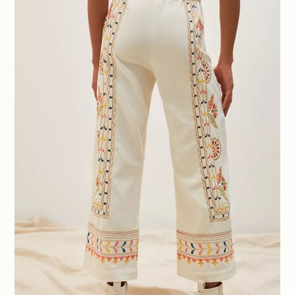 Anthropologie embroidered straight leg pants size med new with tags - Picture 4 of 12